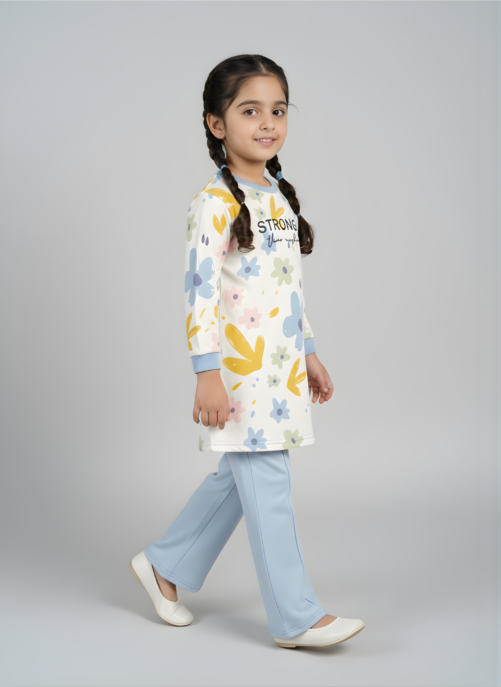 Stronger Than Yesterday" Floral Tunic & Trouser Set