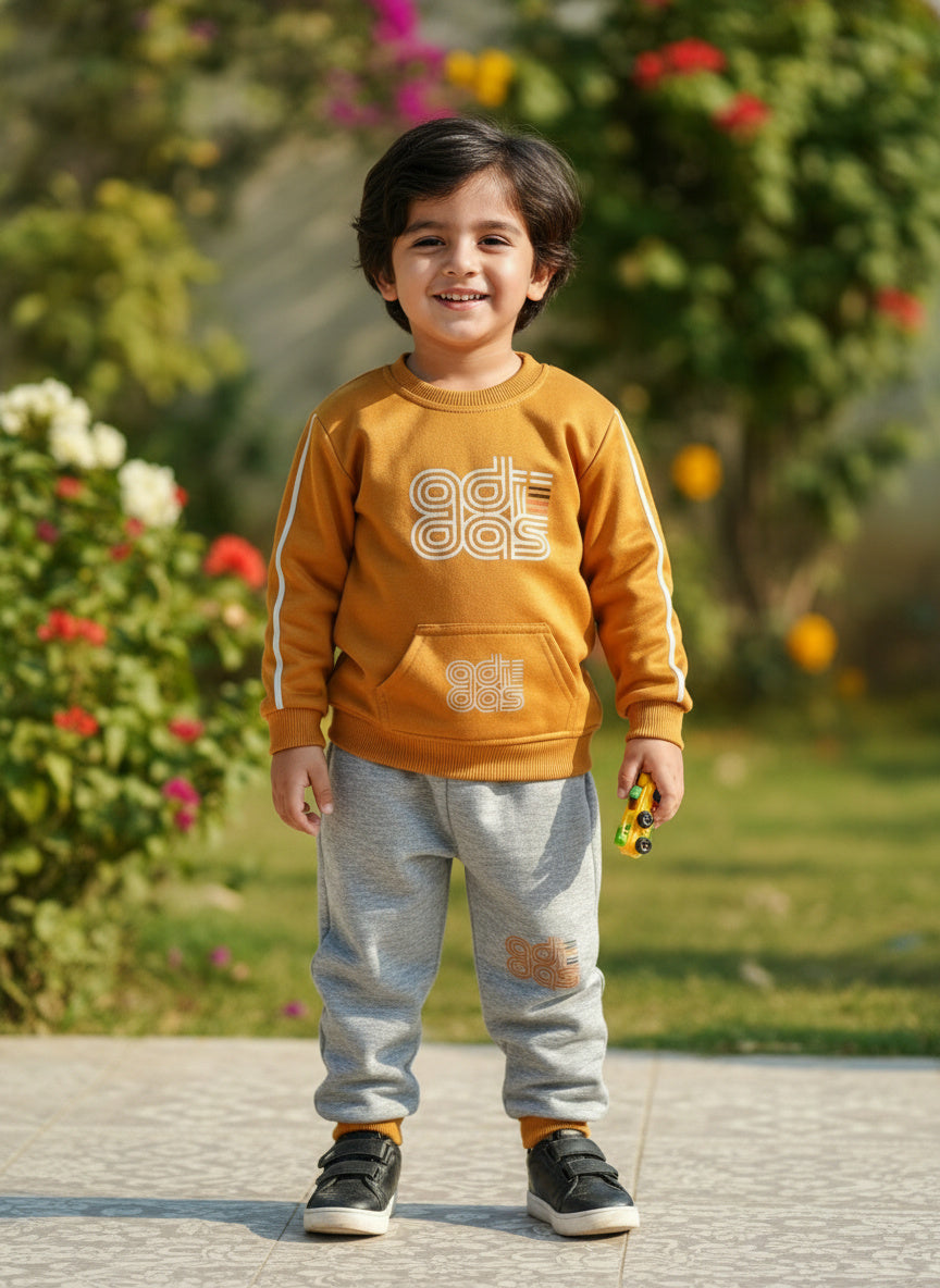 Sweatshirt & Jogger Set (Mustard & Gray)