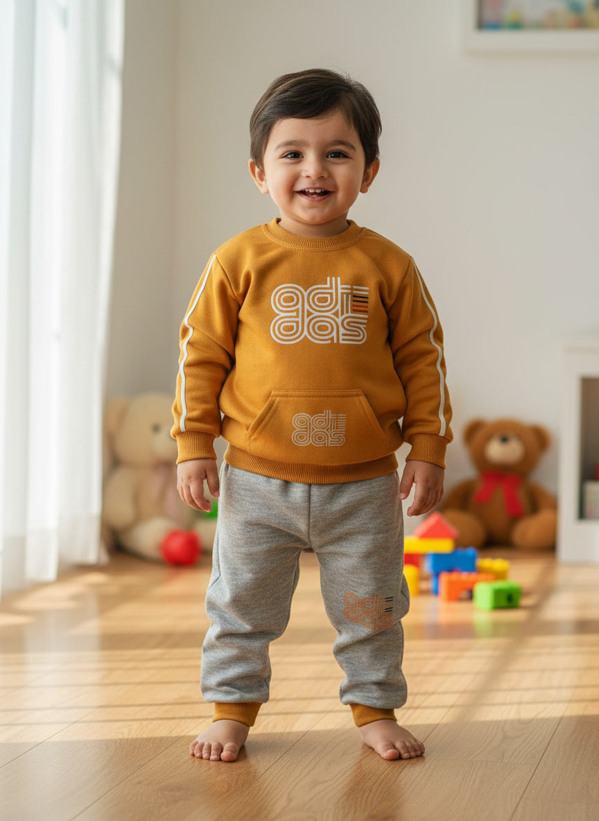 Sweatshirt & Jogger Set (Mustard & Gray)